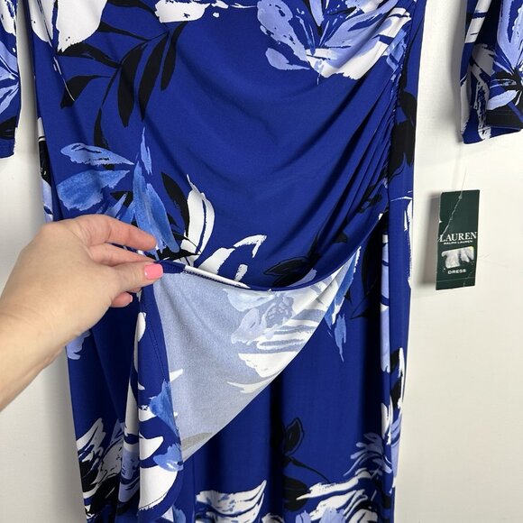 Lauren Ralph Lauren Women's Multicolor‎ Floral Faux Wrap Dress Size 12 NWT - Picture 5 of 10